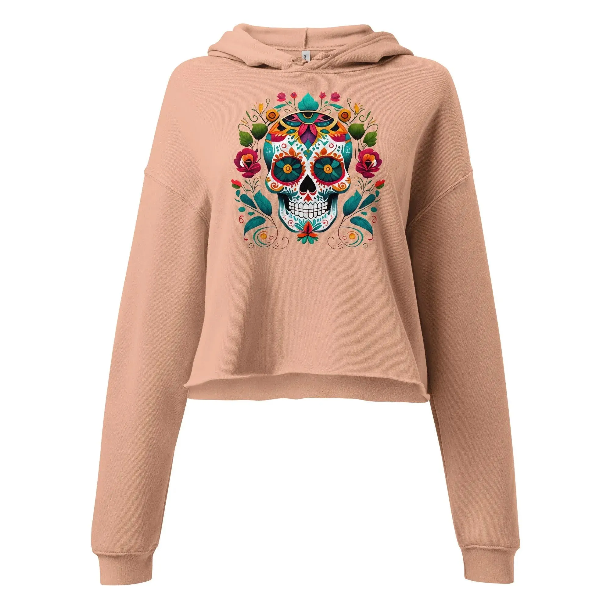 Mexican Sugar Skull Cropped Hoodie