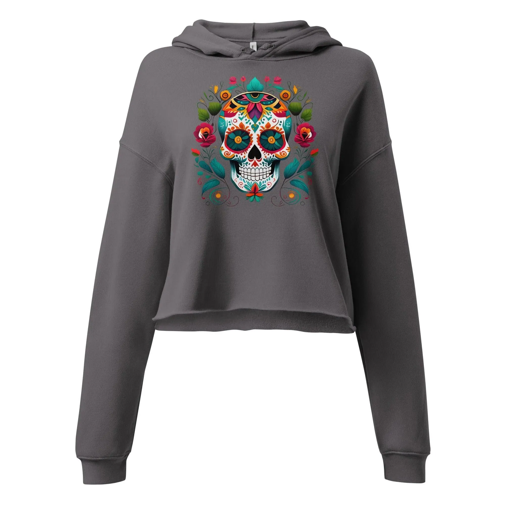 Mexican Sugar Skull Cropped Hoodie