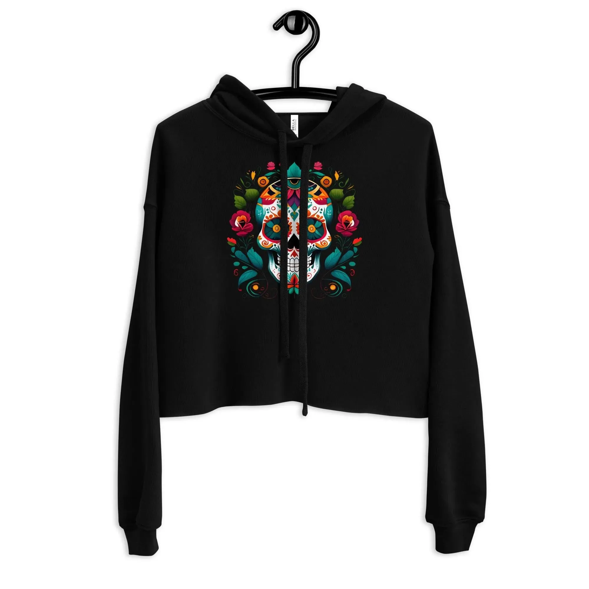 Mexican Sugar Skull Cropped Hoodie