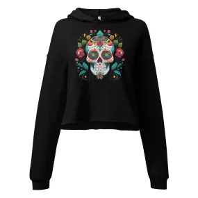 Mexican Sugar Skull Cropped Hoodie