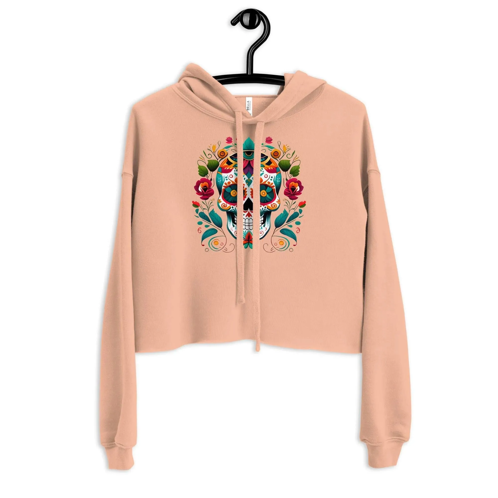 Mexican Sugar Skull Cropped Hoodie