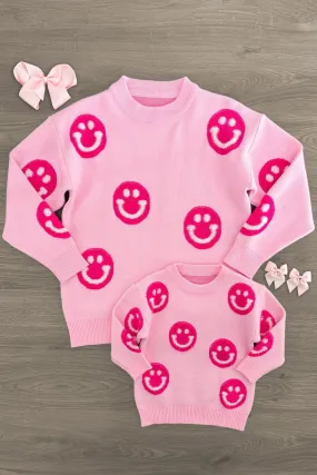 Mom & Me - Pink Smiley Face Sweater