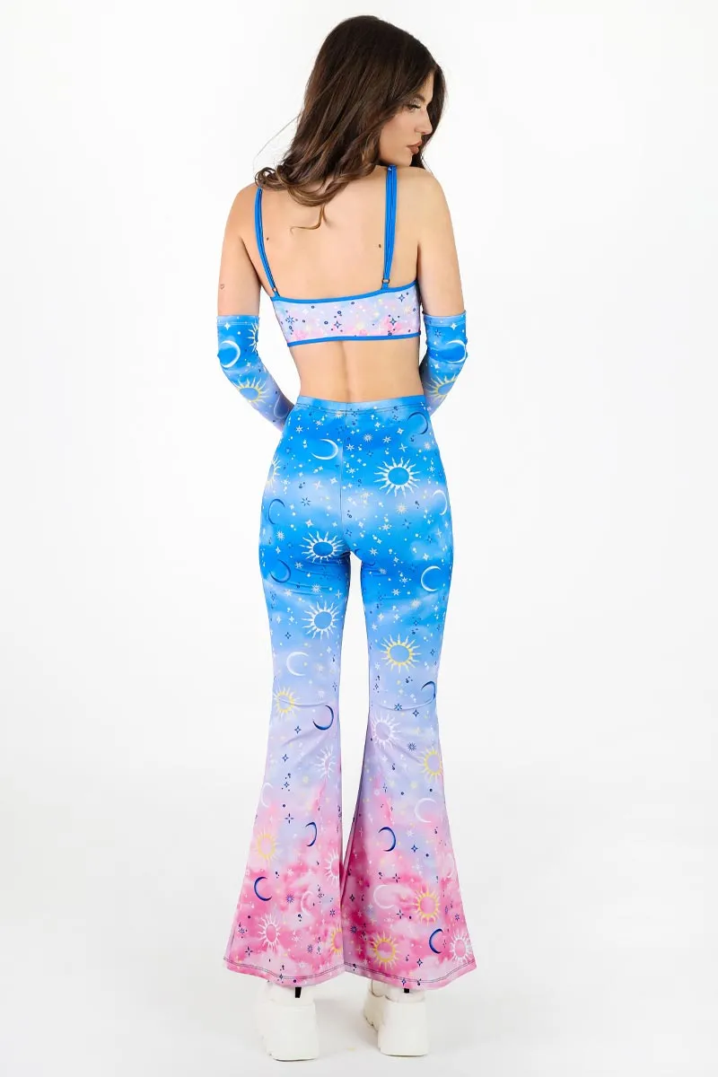 Morning Moon High Waisted Bell Bottoms Pants Set