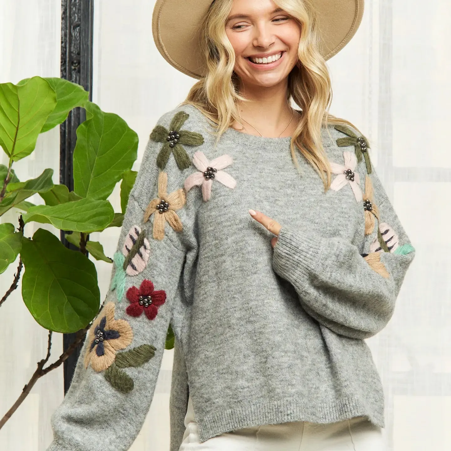 Nora Floral Embroidered Sweater