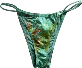 Out From Under Teal Floral String Bikini Bottoms UK L