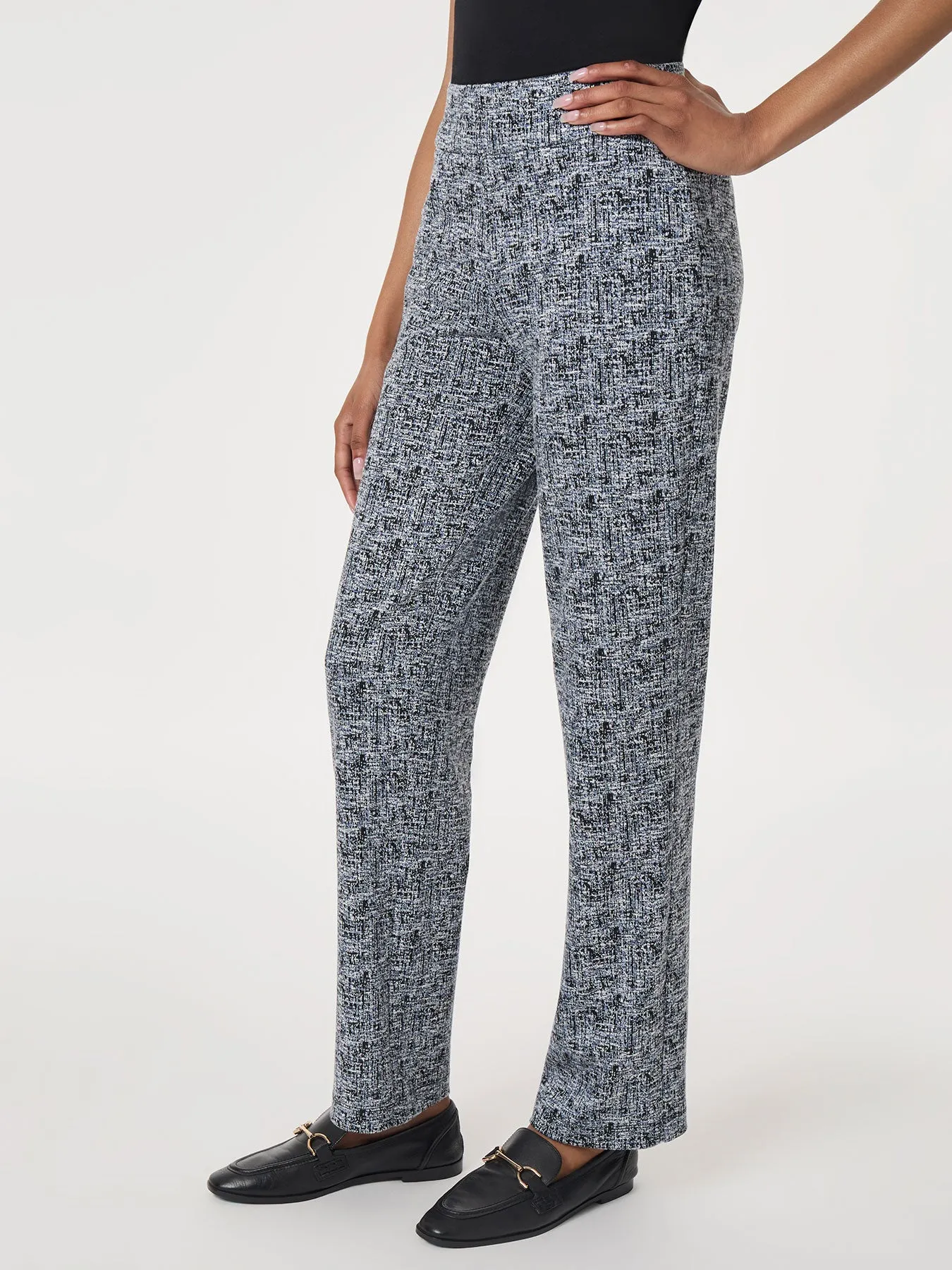 Petite Pull-On Jacquard Straight Leg Pant