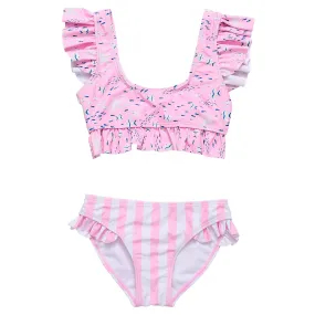 Pink Sea Frilled Crop Bikini