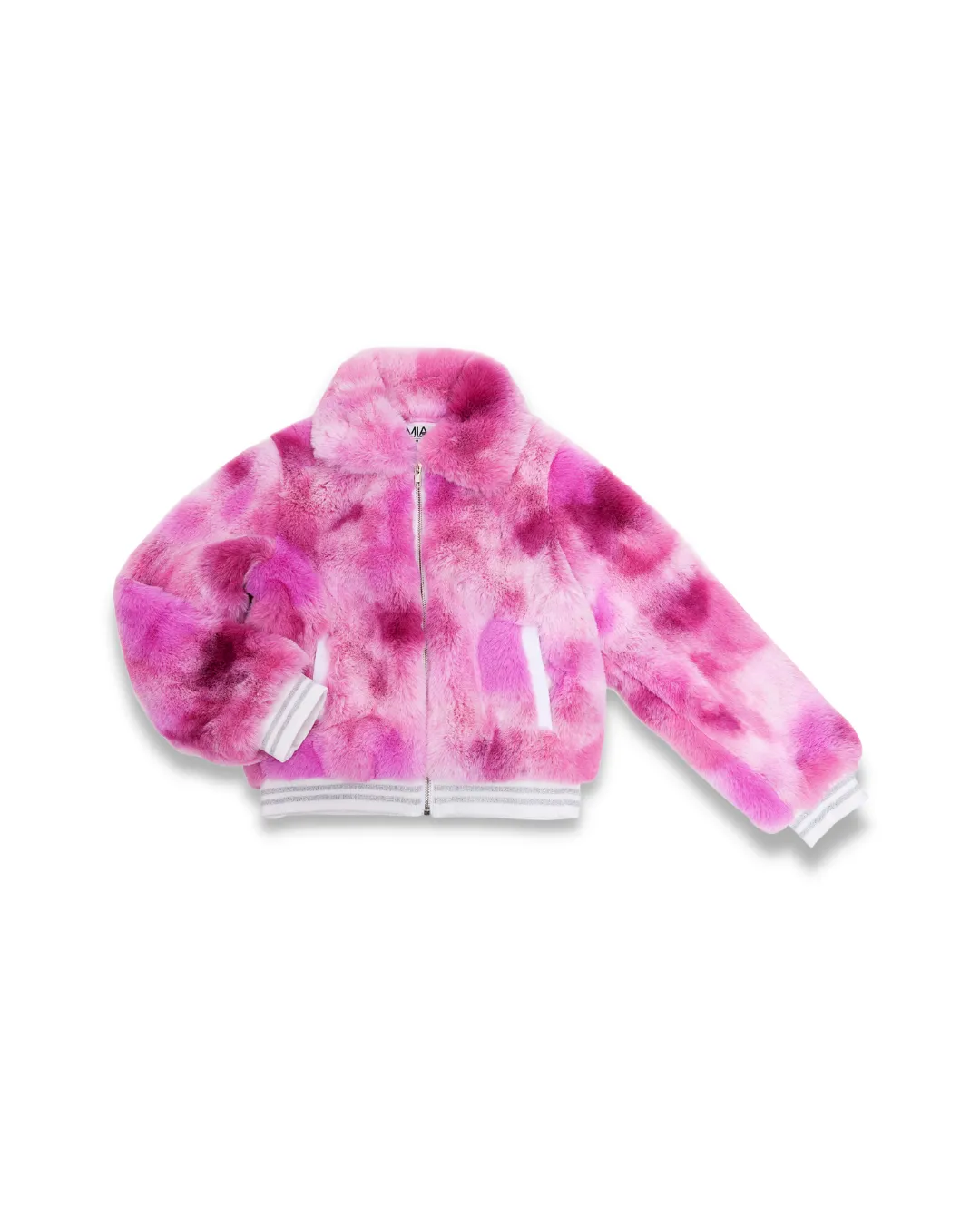 Pink Tie Dye Faux Fur Jacket