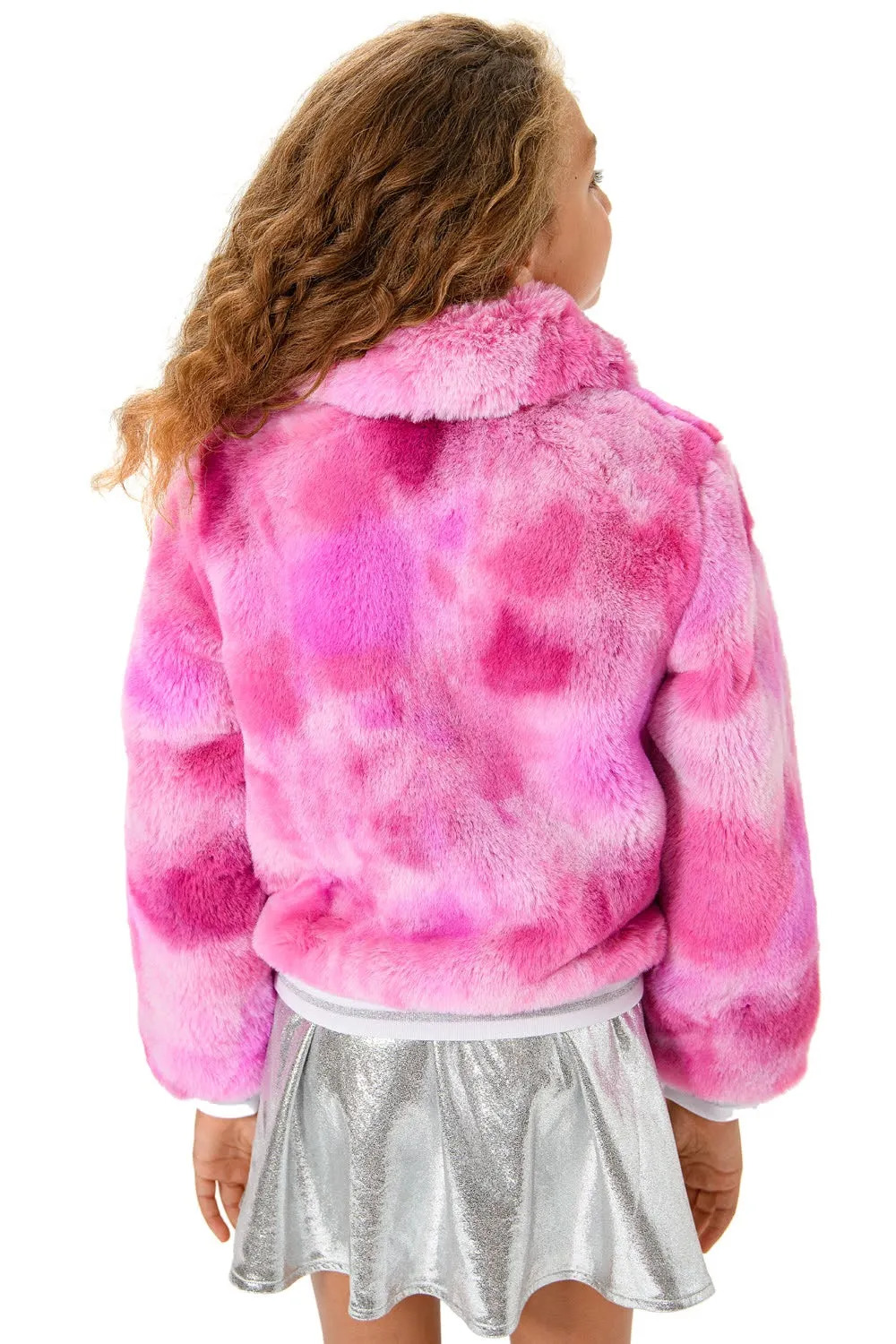 Pink Tie Dye Faux Fur Jacket