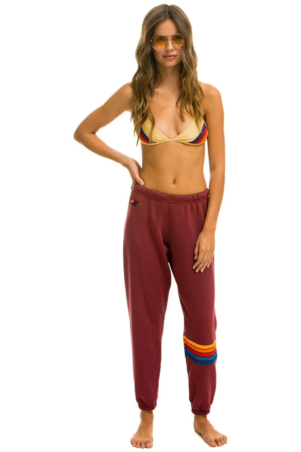 Rainbow Stitch Sweatpants ~ Plum