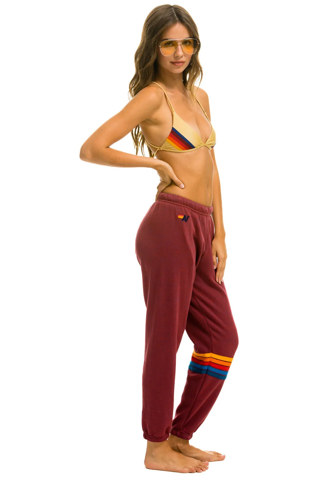 Rainbow Stitch Sweatpants ~ Plum