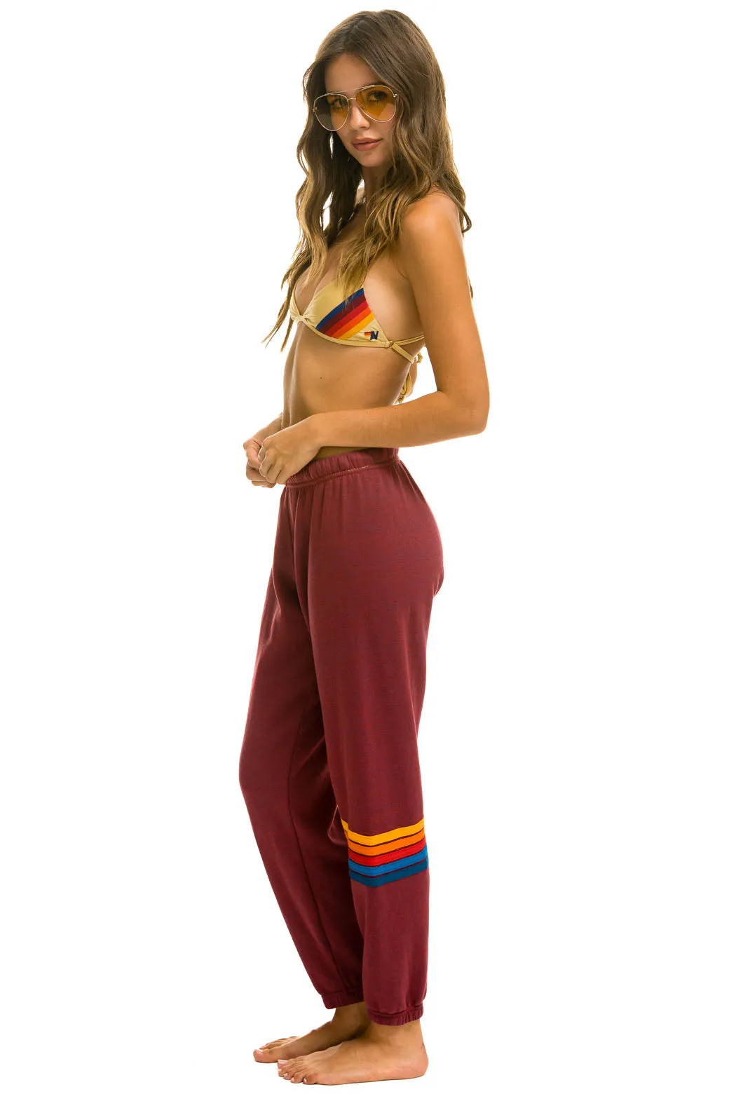 Rainbow Stitch Sweatpants ~ Plum