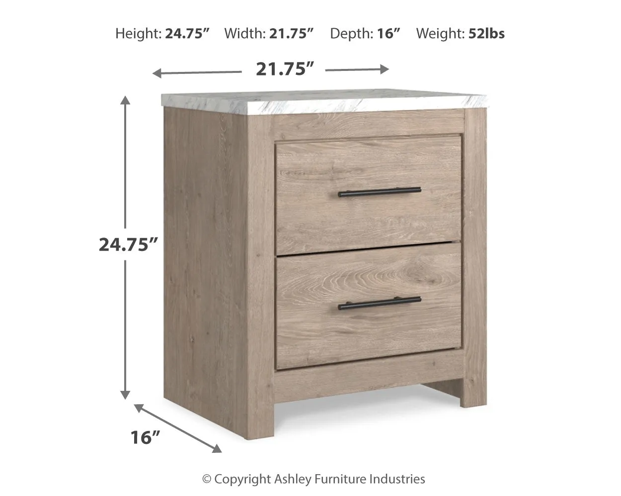 Senniberg King Panel Bed with Mirrored Dresser, Chest and Nightstand in Light Brown/White