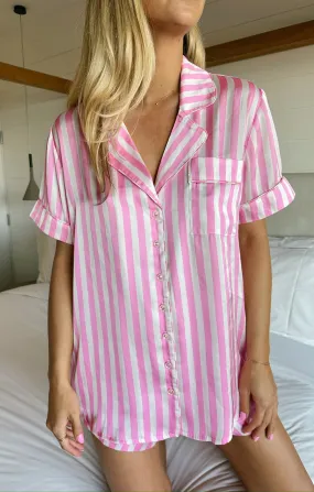 Slumber PJ Set ~ Pink Stripe Silky