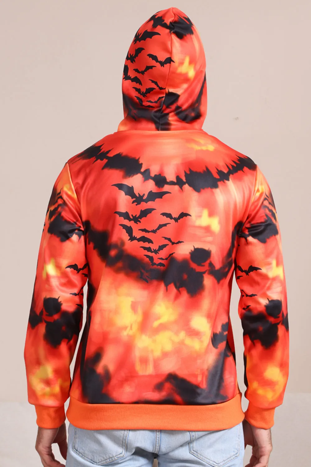 Spooky Orange Skeleton Print Hooded Family Sweatshirts