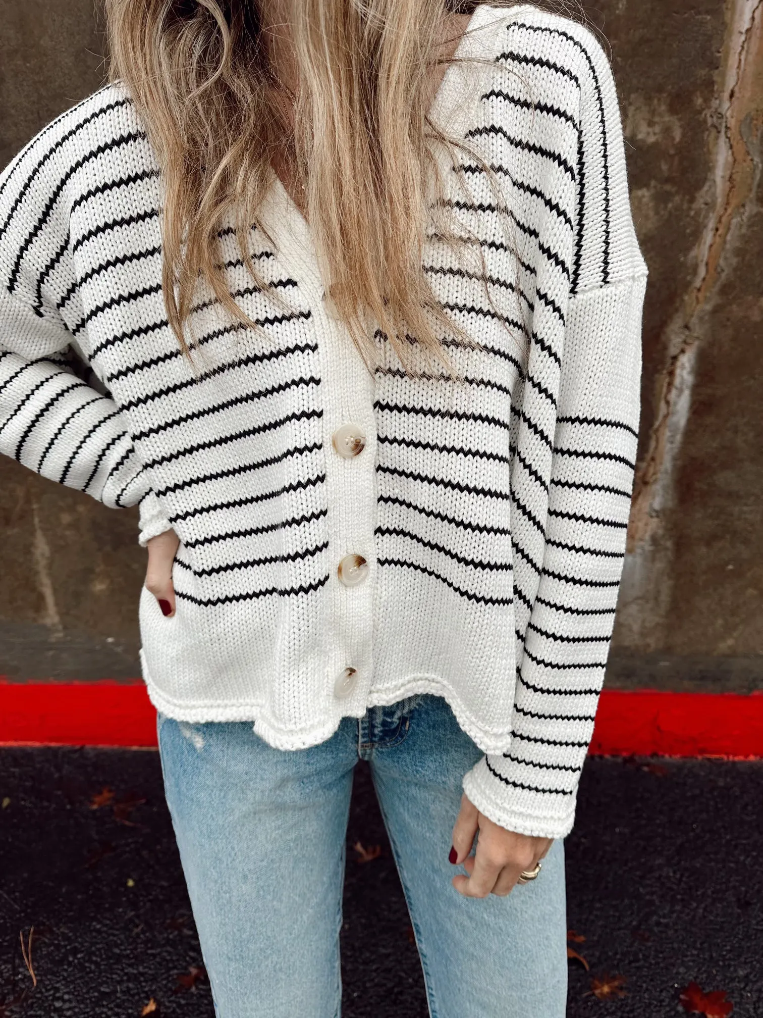 Striped Long-Sleeved Cardigan