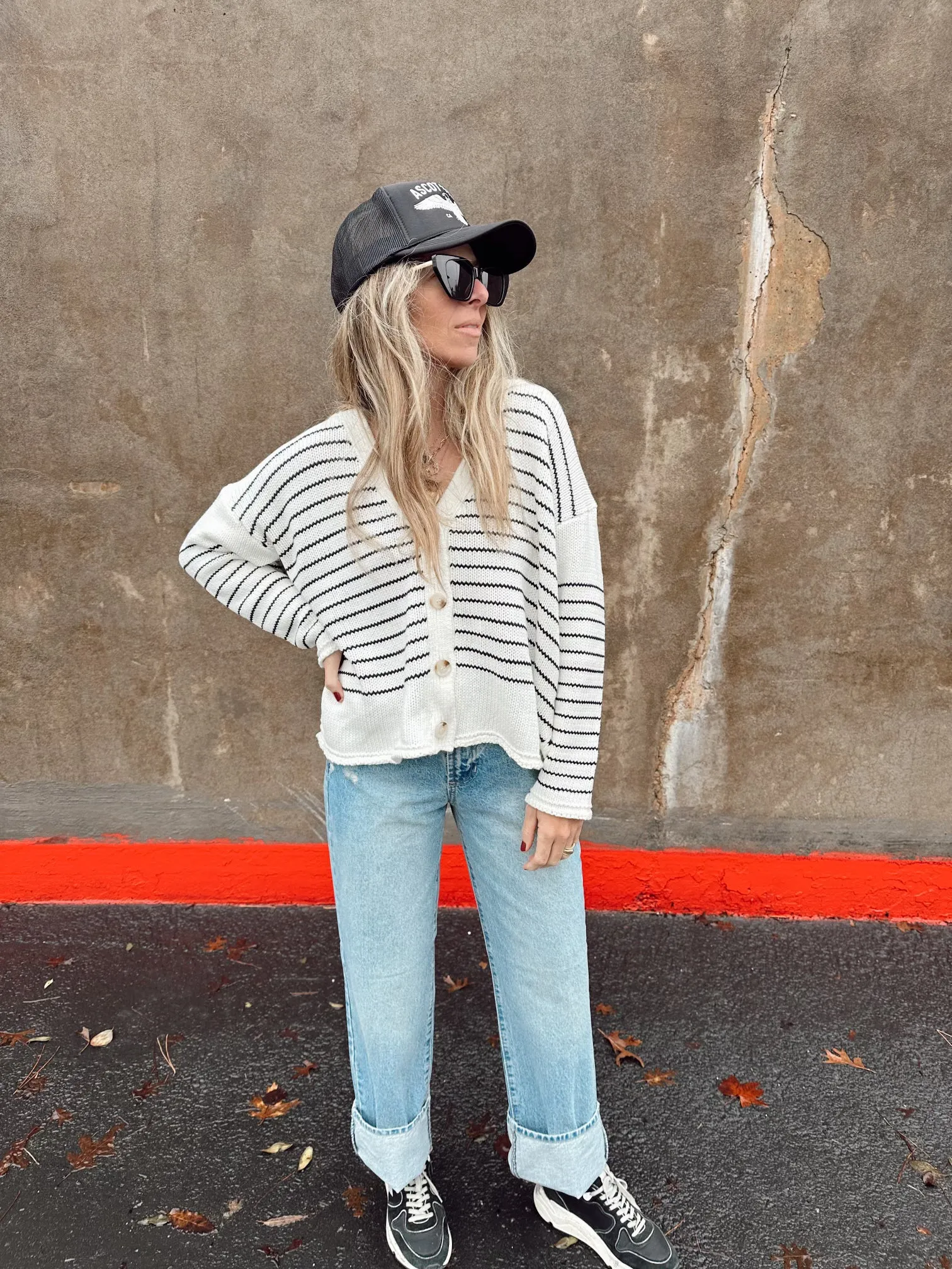 Striped Long-Sleeved Cardigan