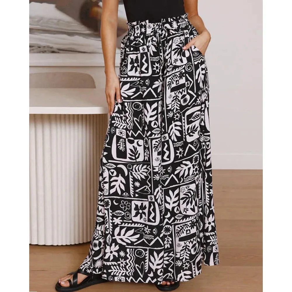 Trendy Floral Print Smocked Waist Pants for Casual Outings