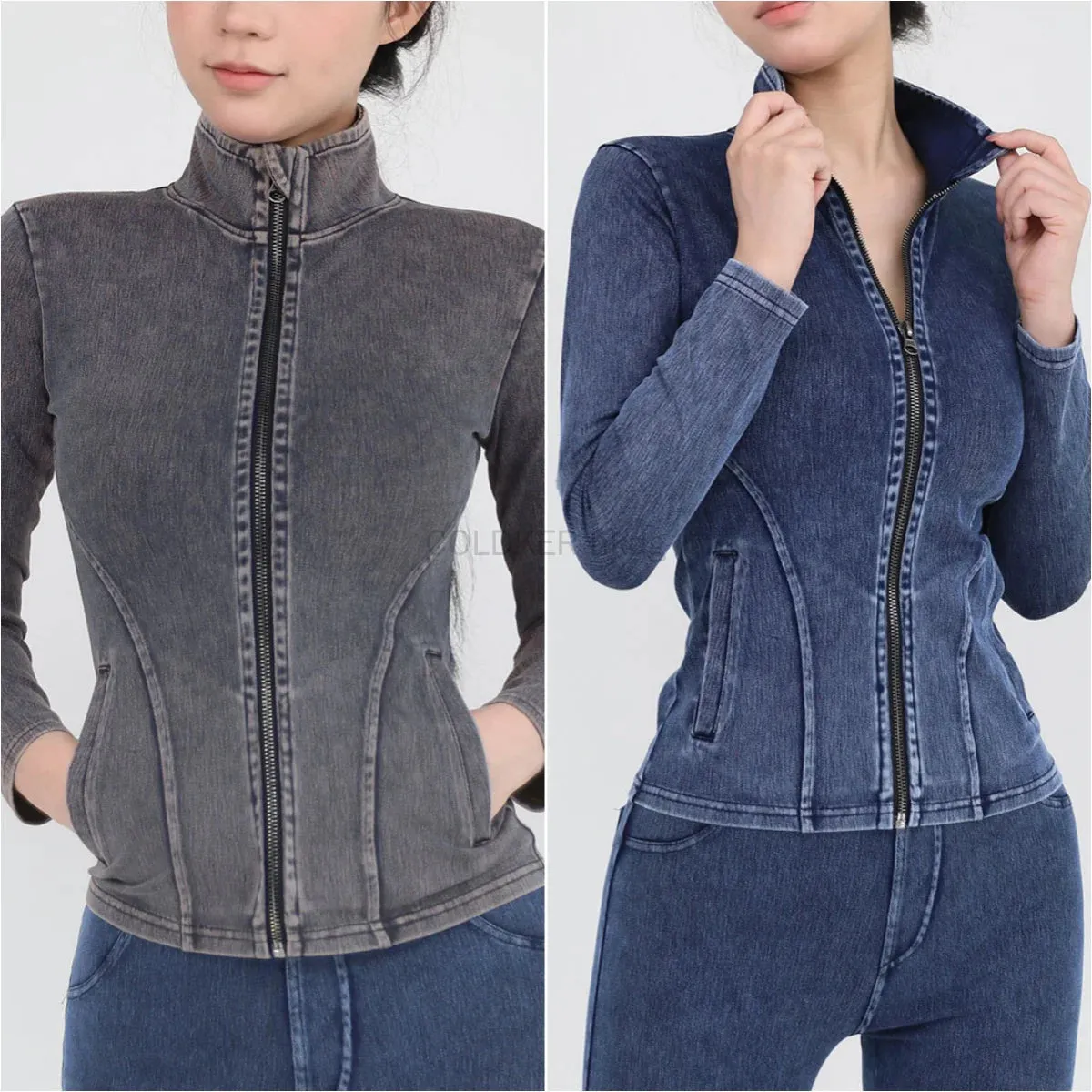 Trendy Stretchy Denim Long Sleeve Jacket