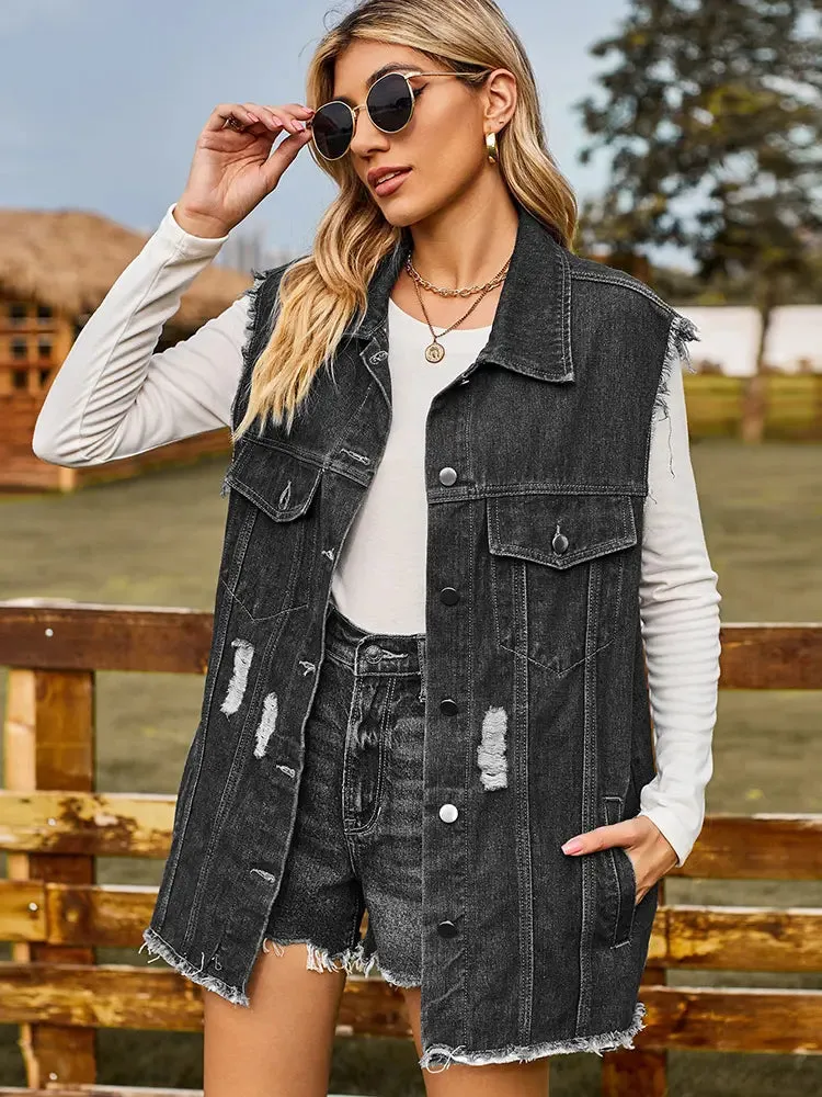 Trendy Summer Denim Vest Sleeveless Top