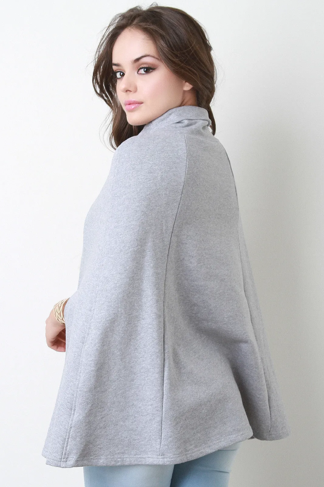 Turtleneck Wrap Cape Jacket