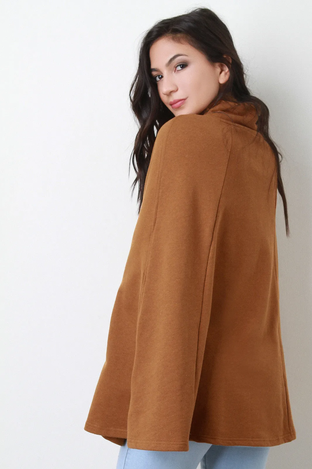 Turtleneck Wrap Cape Jacket