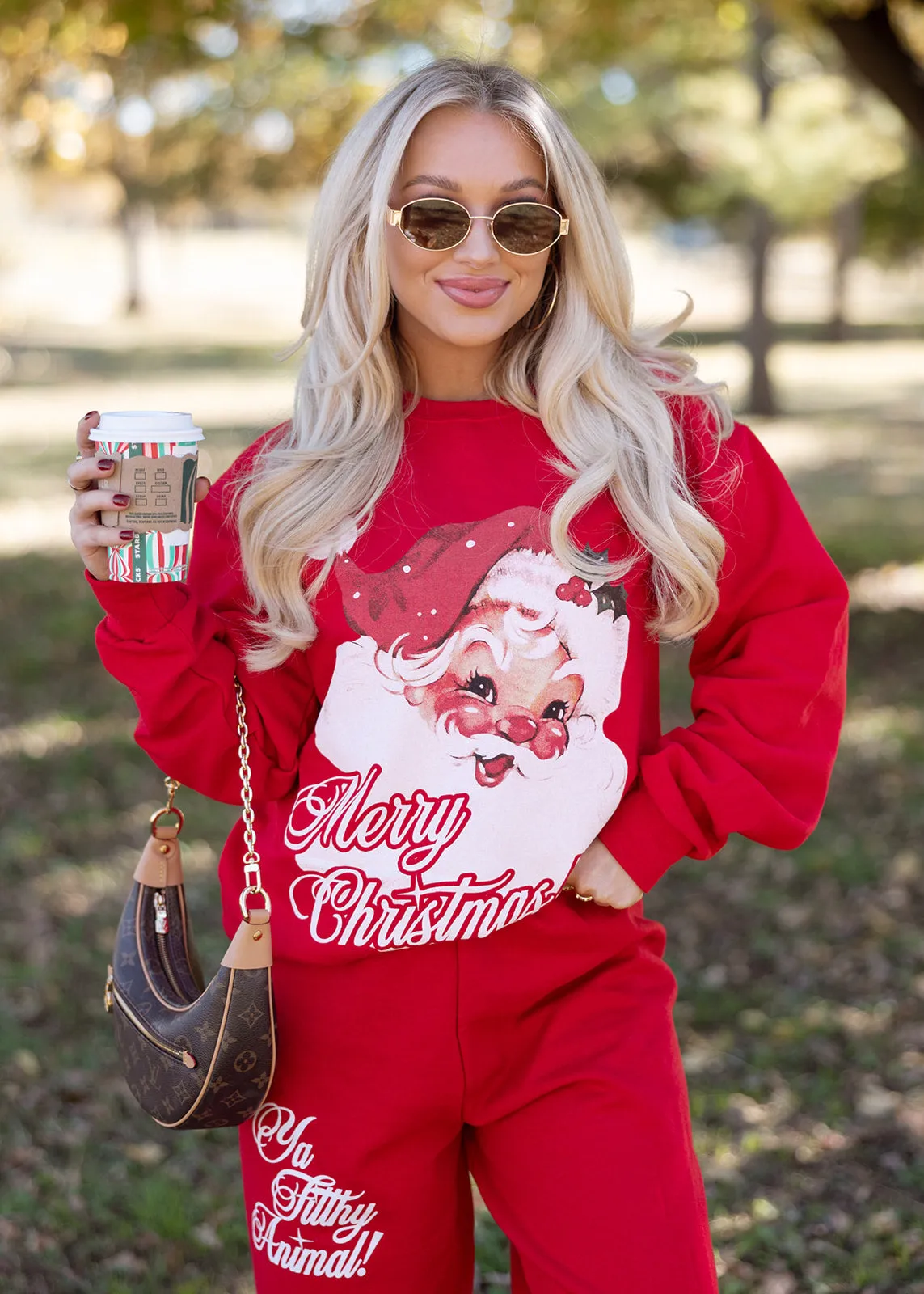 Vintage Santa Claus Bright Red Sweatshirt