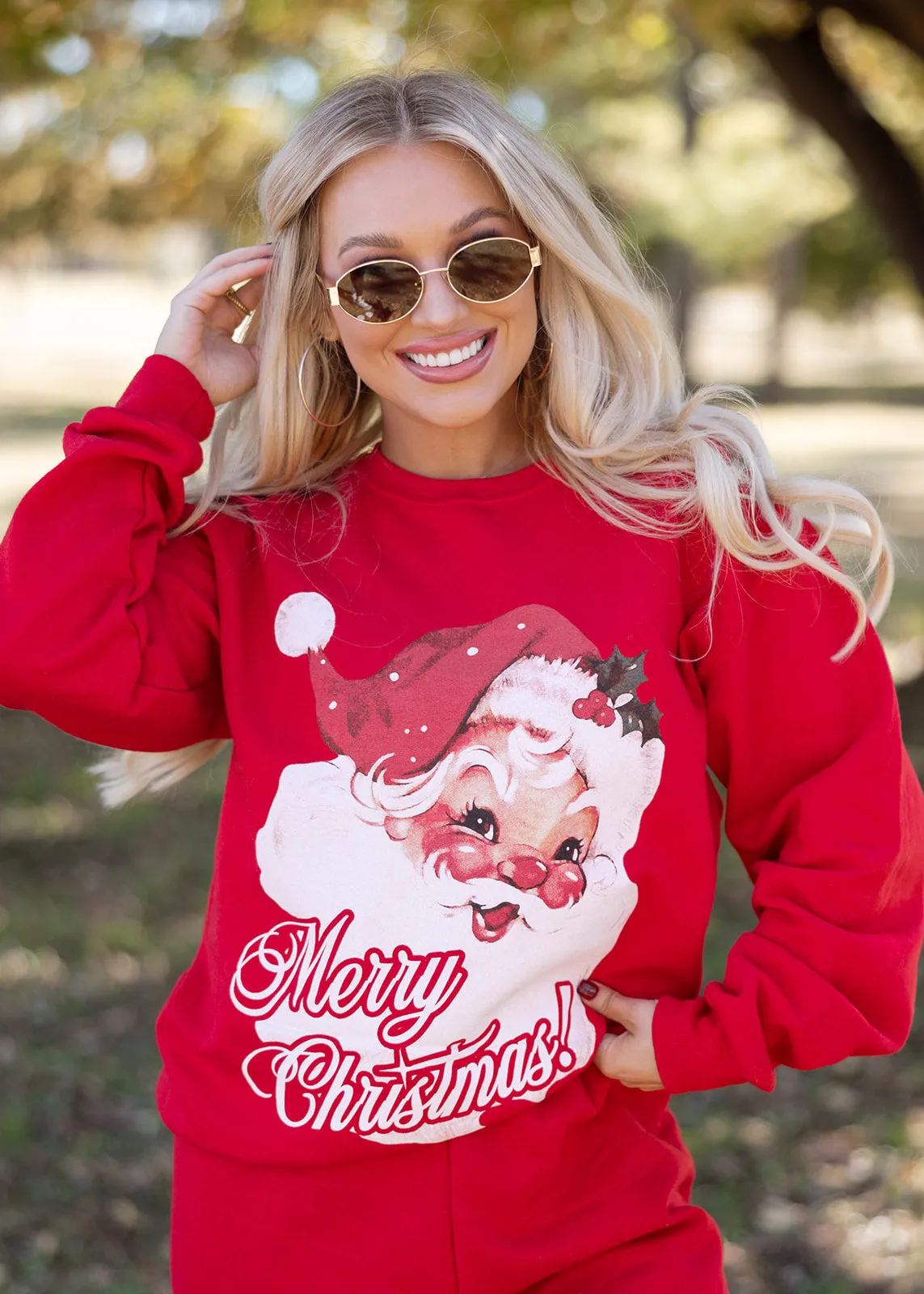 Vintage Santa Claus Bright Red Sweatshirt