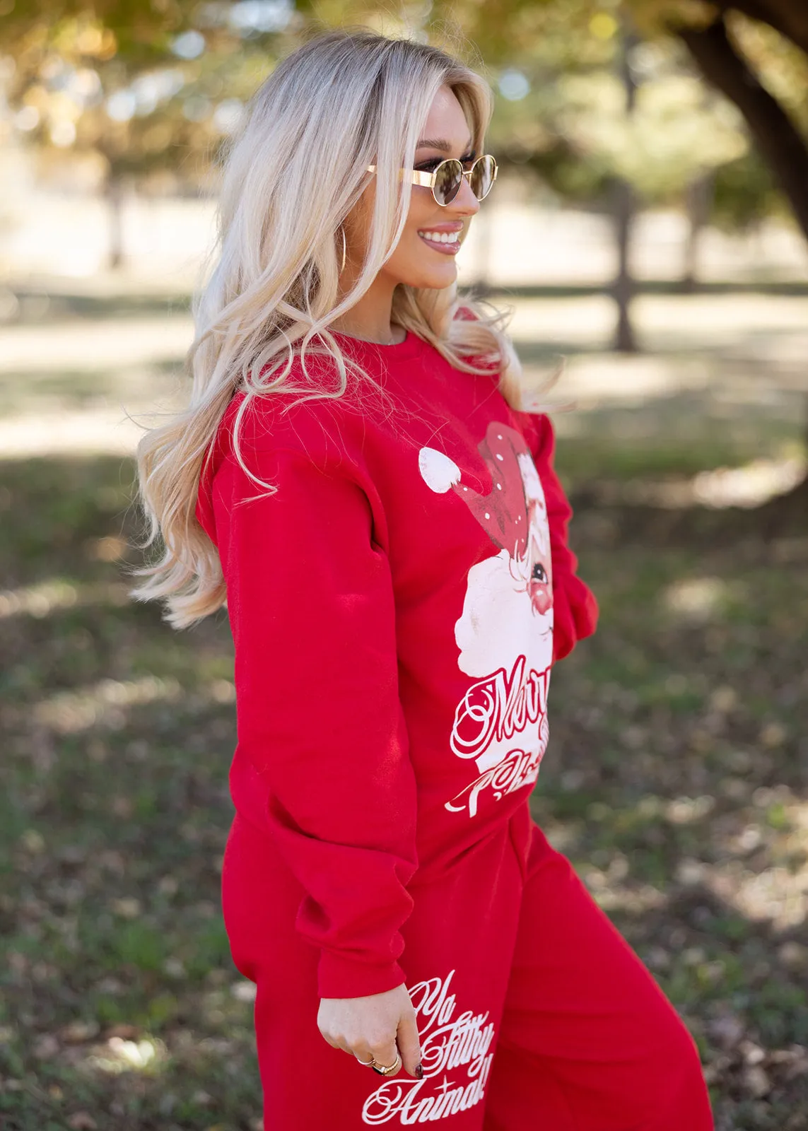 Vintage Santa Claus Bright Red Sweatshirt