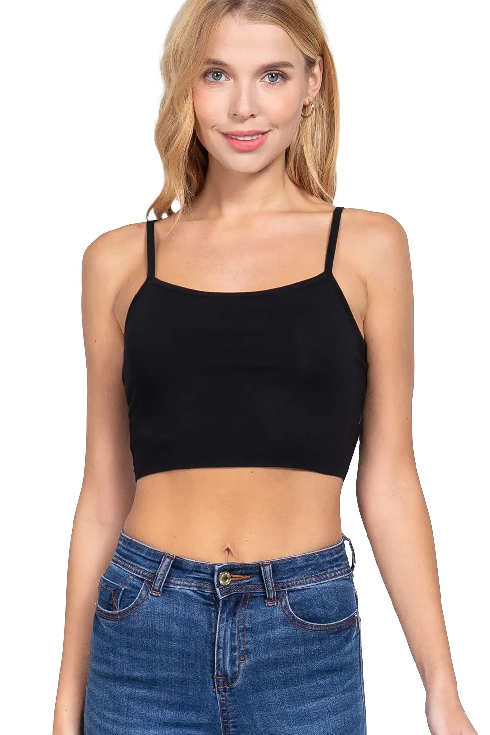 Women's Basic Cropped Spaghetti Strap Tank Top