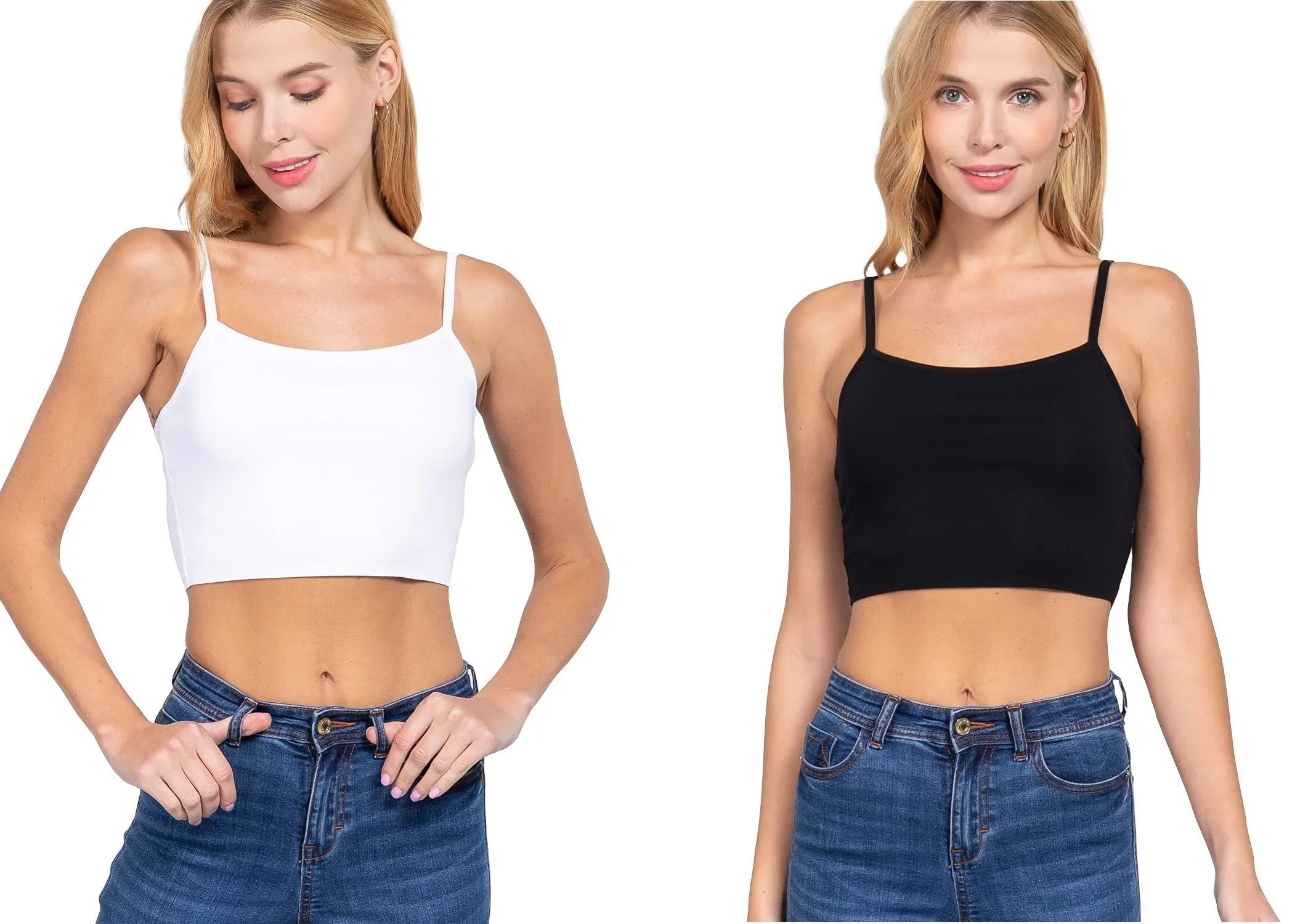 Women's Basic Cropped Spaghetti Strap Tank Top