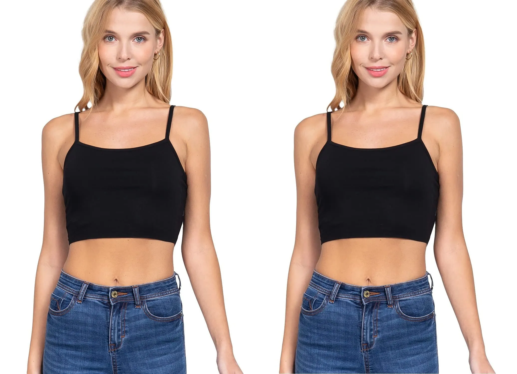 Women's Basic Cropped Spaghetti Strap Tank Top