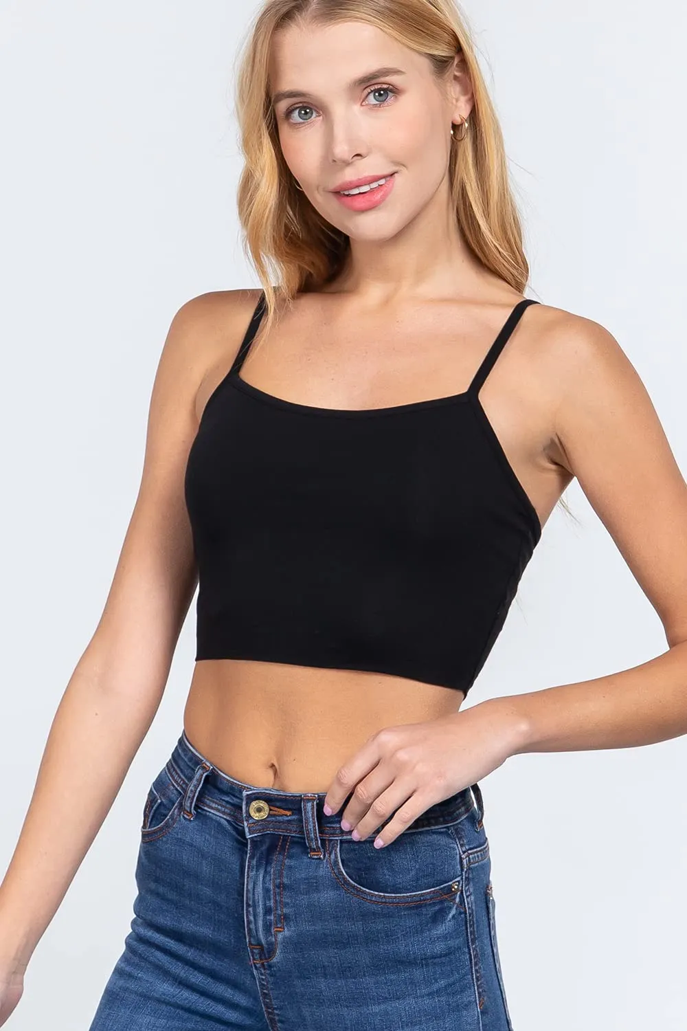 Women's Basic Cropped Spaghetti Strap Tank Top