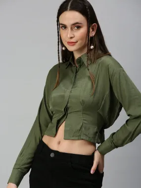 Women's Green Solid Tops