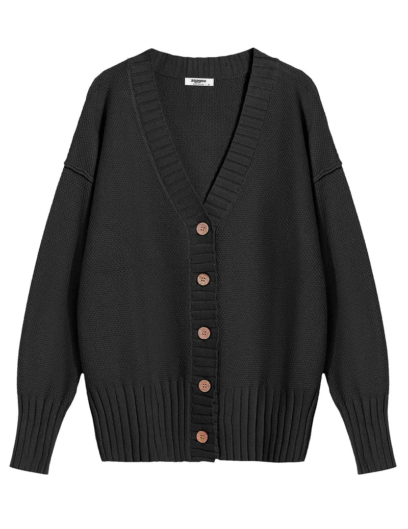 Zeagoo Women's Open Front Oversized Soft Knit Sweater Cardigan