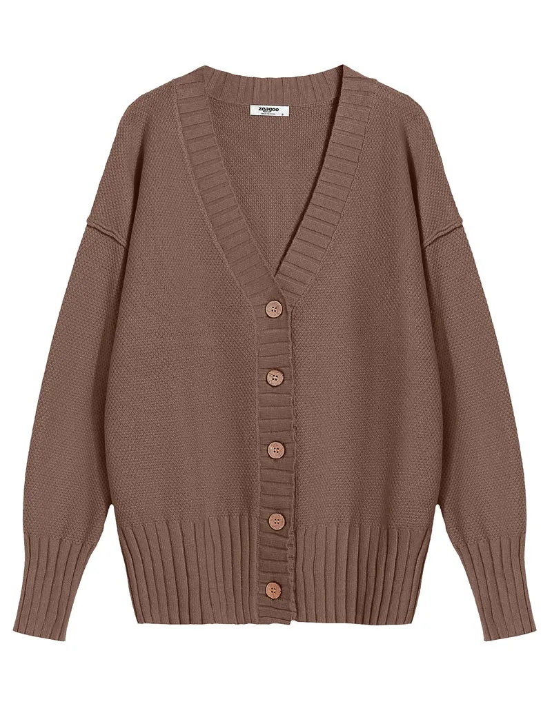 Zeagoo Women's Open Front Oversized Soft Knit Sweater Cardigan