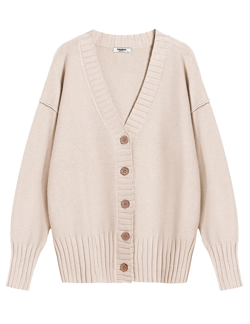 Zeagoo Women's Open Front Oversized Soft Knit Sweater Cardigan